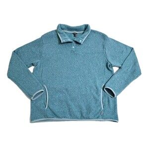 Eddie Bauer Pullover Fleece Jacket Sweater Women XL Aqua Turquoise Blue Green